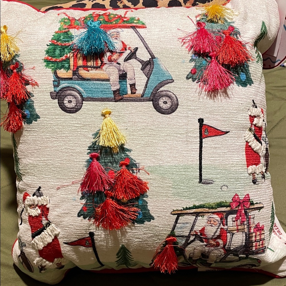 NWT Santa playing golf decorative pillow